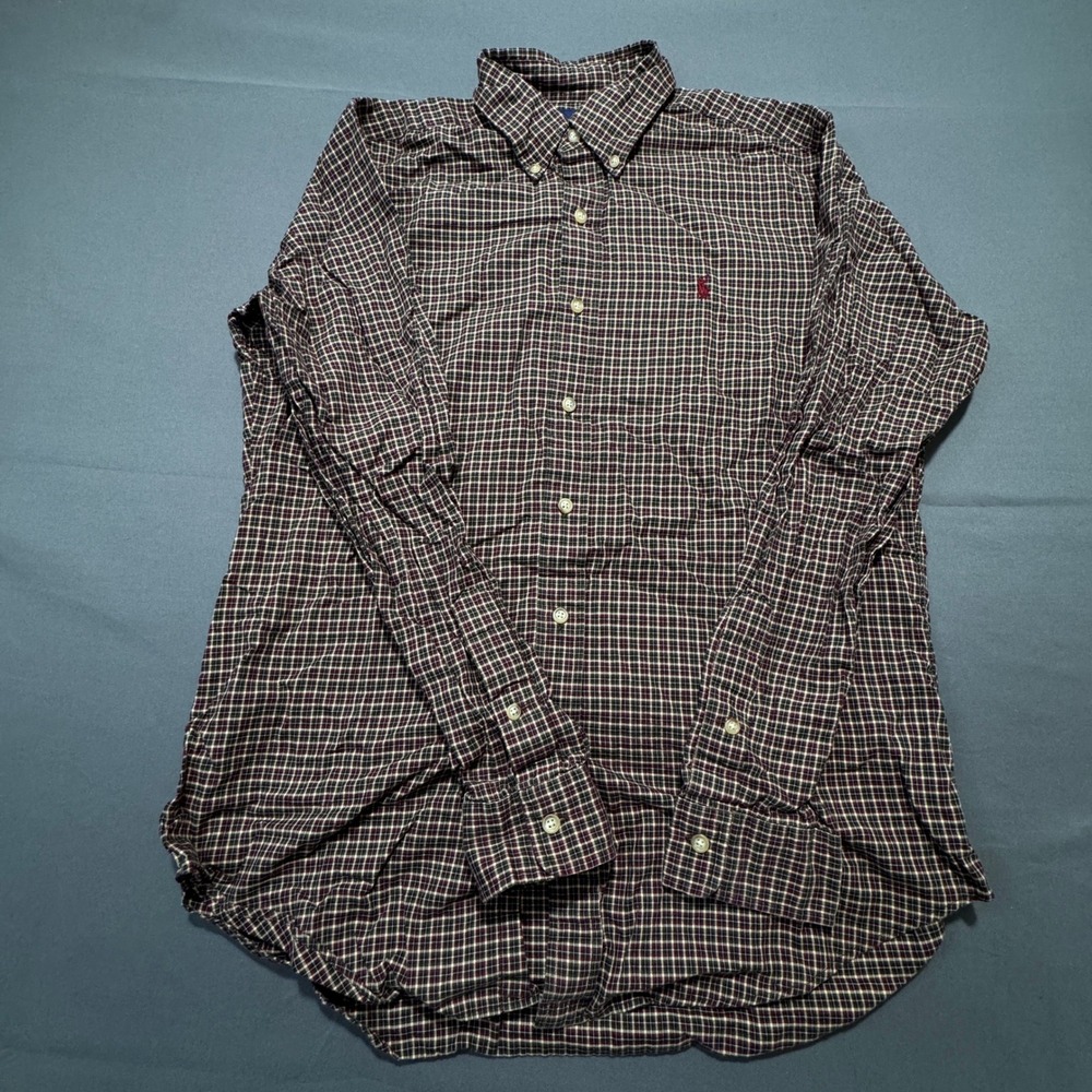 Polo Ralph Lauren Classic Fit Button Down Plaid Long‎ Sleeve Shirt Mens M